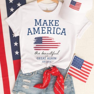 Patriotic Graphic Tee – Make America Great Again Shirt, Distressed Flag USA T-Shirt, Pro-America Statement Tee, July 4th shirt , Parade tee