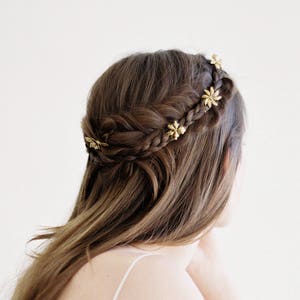 Little Blossom Hair Pins, Gold Flower hair pins, hair sticks, hair piece, Bridal Hair Pins, Wedding Hair Pins, pins, Bridal Hair Accessories image 4