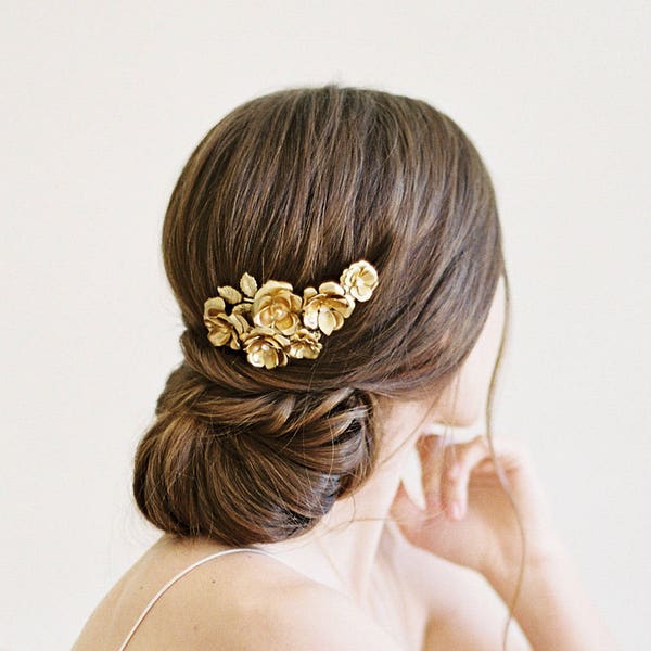 Peignes à cheveux Rosebud, Pièce de cheveux de mariée, Pièce de cheveux de mariage, barrette, peigne, épingle à cheveux, fleur