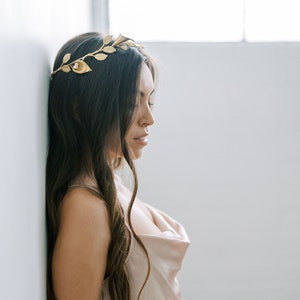 Calla Lily Crown, Boho Flower Crown for Wedding, Bridal Crown, Gold Wedding Head Piece, Hair Accessories image 1