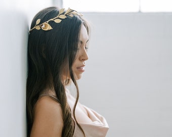 Calla Lily Crown, Boho Flower Crown for Wedding, Bridal Crown, Gold Wedding Head Piece, Hair Accessories