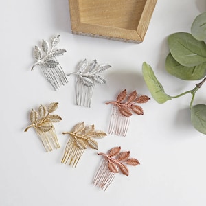 Golden Leaves Mini Combs -  Bridal or Special Occasion Boho Comb, crown, halo, hair piece