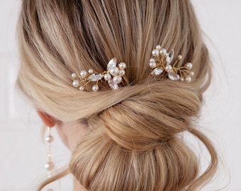 Della - Ensemble de deux peignes à cheveux Sparkle et Pearl Cluster - Tête de mariage, Peignes perlés, Bridale, Accessoire pour cheveux, Swarovski, peignes de mariage