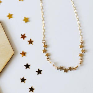 Triple Star and Moonstone Constellation Necklace, dainty, birthday gift, gold, celestial, sky, gemstone, moonstone, moon necklace
