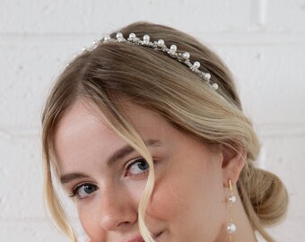 Pearl - Sparkle Rhinestone and Pearl Simple Headband, Bridal Hair Piece, wedding hair, Hair Accessories, Wedding Headband, Glam Wedding