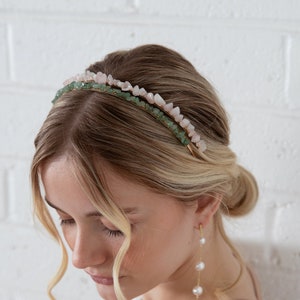 Layla - Gemstone Headbands, Rose Quartz, Amethyst, Citrine, Jade, Aquamarine, Quartz, Bridal Hair Piece, wedding hair piece, healing crystal