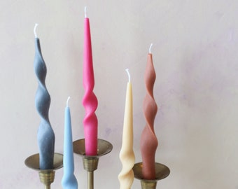 Tall Twist and Coil Taper Candles, Candlesticks -  Soy Wax Candle, Home Decor, twist Candle, boho decor, wedding, holiday decor