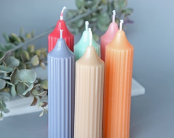 Lined Textured Pillar Candles - Cylinder Candlesticks, Pillar Candles, Soy Wax Candle, Home Decor, wedding decor, boho decor, colored candle