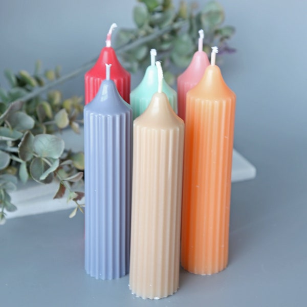 Lined Textured Pillar Candles - Cylinder Candlesticks, Pillar Candles, Soy Wax Candle, Home Decor, wedding decor, boho decor, colored candle