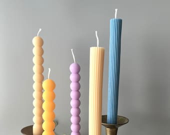 Bubble and Textured Lined Taper Candles, Candlesticks -  Soy Wax Candle, Home Decor, Shape Candle, boho decor, wedding, holiday decor