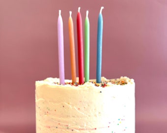Birthday Candles, Set of ten, party candles, cake candle -  Beeswax Candle, Home Decor, boho, rainbow candles, tall skinny birthday candles