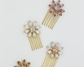 Swarovski Flower Mini Comb - Flower Combs, Bridal Hair Accessory, Wedding Hair, Flower Comb, head piece, hair pin, barrette, Swarovski, mini