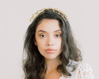 Queen Anne's Lace Crown - Gold Bridal Headband, Hair Accessories, Gold Flower Crown, Hair piece, tiara, bridal tiara, bridal headband