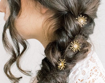 Sunburst Swarovski Hair pins - Set of Three, Swarovski flowers, Bridal Hair Pins, clips, Wedding Hair Pins, art deco hair pins