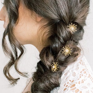Sunburst Swarovski Hair pins Set of Three, Swarovski flowers, Bridal Hair Pins, clips, Wedding Hair Pins, art deco hair pins image 1