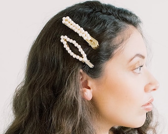 Oversized Pearl Hair Clips - Statement Hair clip, Barrette, hair pin, pearl accessory, wedding hair