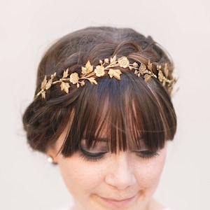 Wildblumenkrone - Ein Brautkronen-Stirnband aus schönen goldenen, roségoldenen oder silbernen Wildblumen, Boho, Halo, Blumenkrone, Hochzeit, Bridal