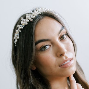 Sparkling Pearl Wedding Head Piece, Silver Bridal Hair Piece, Gold, Tiara, Headband, Crown, Wedding Accessories, Hair Accessories, Swarovski