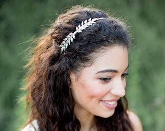 Little Leaves - A Silver Leaf Headband, bridal hair accessories, bridesmaid, under 30, flower girl, grecian crown, comb, gift, wedding