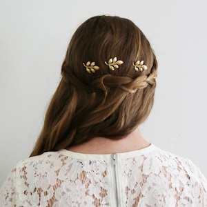 Mini hårkammar i bladguld - Boho-hårdekoration för brudpar, set om 3