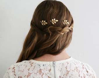 Athena Gold Leaf Mini Combs -  Bridal or Special Occasion Boho Combs, crown, halo, hair piece, pins, hairpins, barrette, clip, wedding, hair