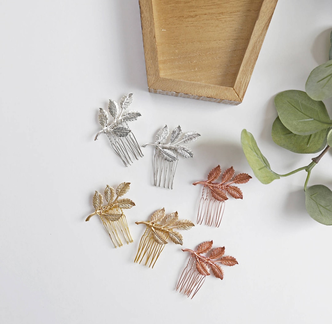 Leaf Rack Comb Golden Leaves Mini Combs - Bridal or Special Occasion Boho Comb, Crown ...