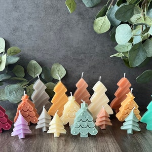 Holiday Tree Candles, Christmas Tree, Candlesticks Christmas decor, modern Soy Wax, Home Decor, Swirl Candle, Taper Candle, boho decor image 1