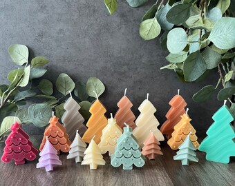 大豆ワックスのクリスマスツリーキャンドル、ホリデーホームデコレーション