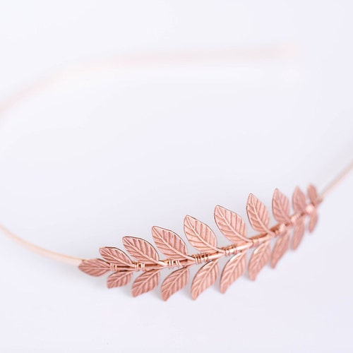 Rose Gold Goddess Leaf Headband Simple Leaf Headband Etsy