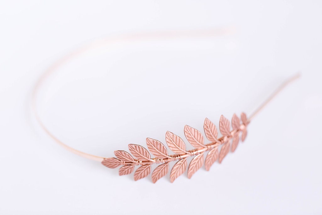 Rose Gold Leaf  Cz Headband Rose Gold Leaves Bridal Crown CZ Crystal Wedding Tiara  main image 4