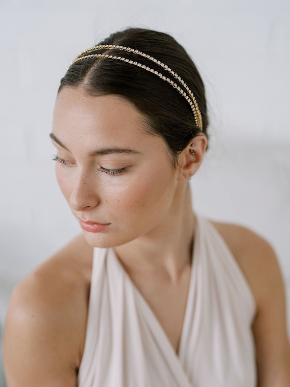 Sparkle Crystal Double Band Headband, Bridal Wedding  display picture 1