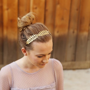 Triple Goddess Golden Leaf Headband, Bridal Hair Accessories, hair piece, Wedding Headpiece, crown, tiara, laurel, boho wedding, grecian image 4