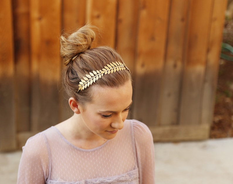 Triple Goddess Golden Leaf Headband, Bridal Hair Accessories, hair piece, Wedding Headpiece, crown, tiara, laurel, boho wedding, grecian image 4