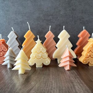 Holiday Tree Candles, Christmas Tree, Candlesticks Christmas decor, modern Soy Wax, Home Decor, Swirl Candle, Taper Candle, boho decor image 2