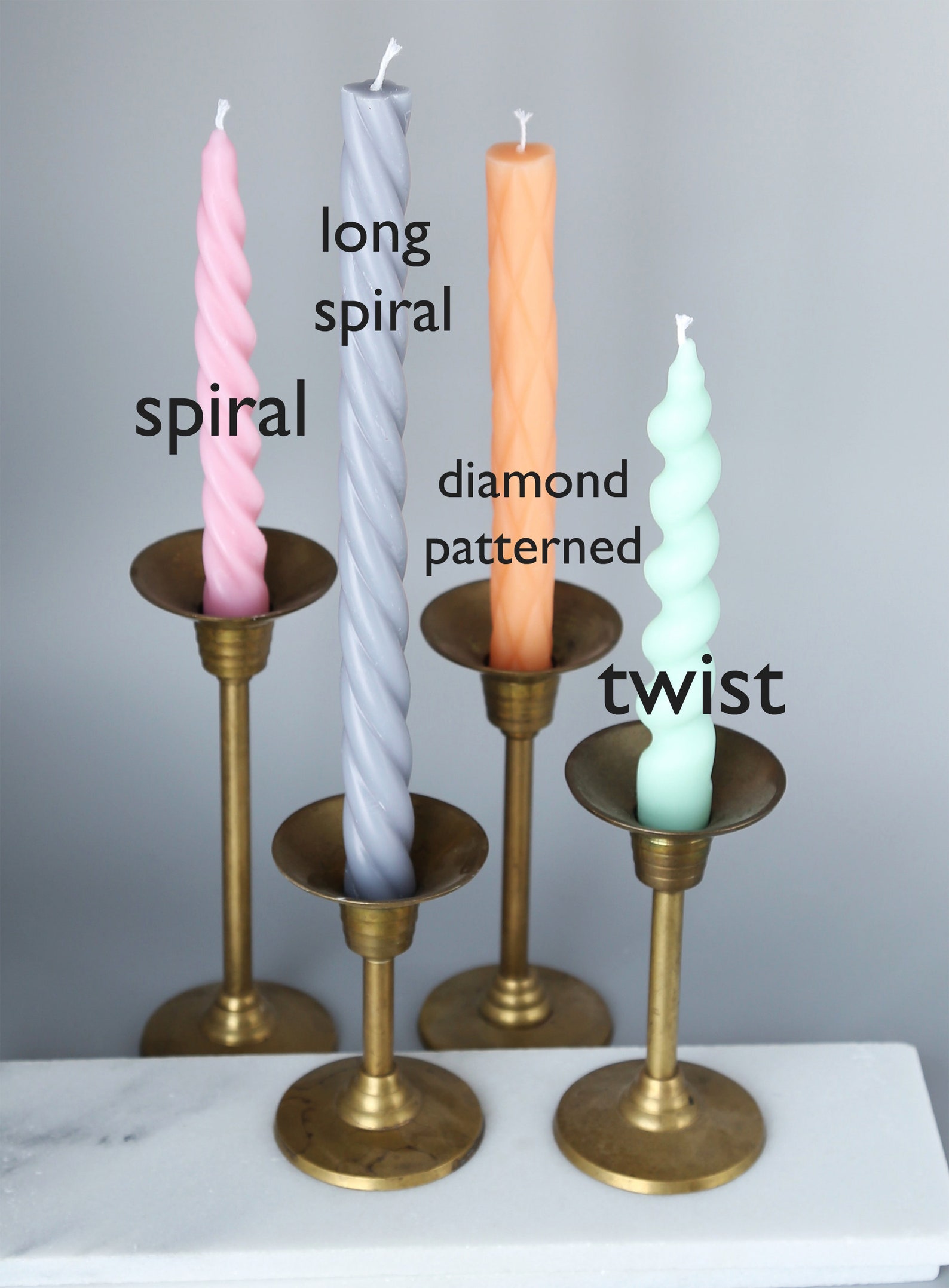 Taper Candles Candlesticks Classic Twisted Spiral Etsy