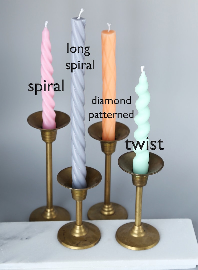 Taper Candles Candlesticks Classic Twisted Spiral Etsy