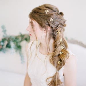 Little Blossom Hair Pins, Gold Flower hair pins, hair sticks, hair piece, Bridal Hair Pins, Wedding Hair Pins, pins, Bridal Hair Accessories image 6