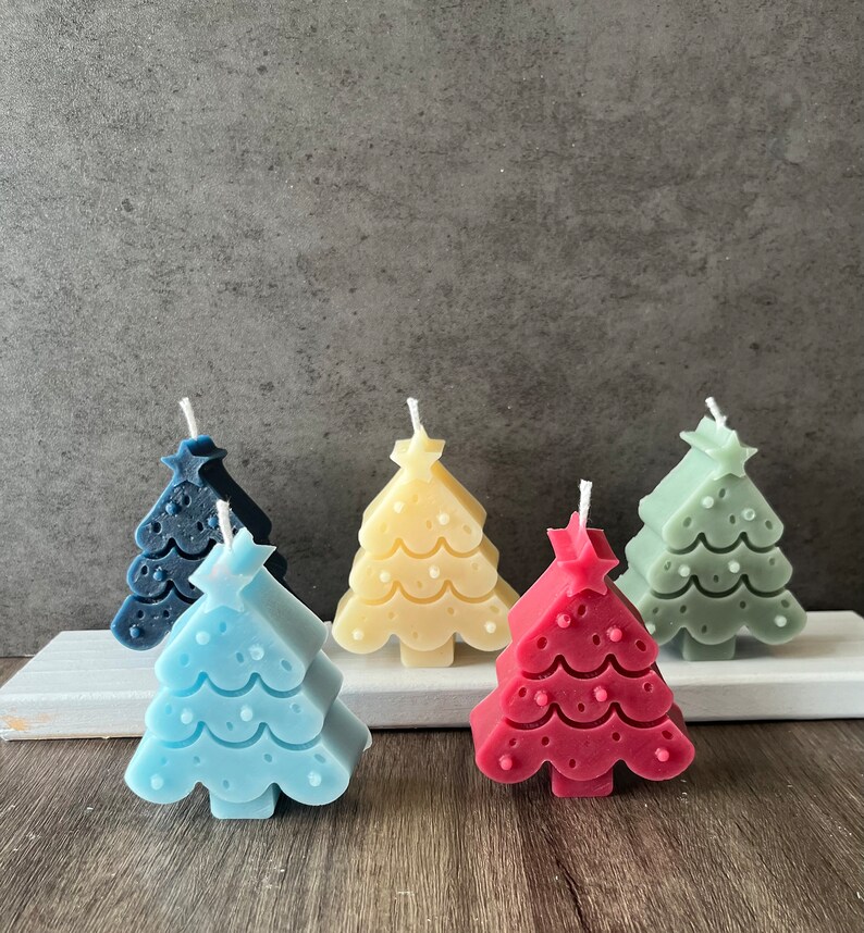 Holiday Tree Candles, Christmas Tree, Candlesticks Christmas decor, modern Soy Wax, Home Decor, Swirl Candle, Taper Candle, boho decor image 8