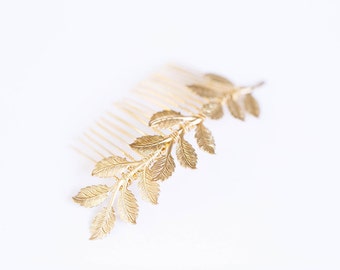 Large Leaves Comb -  Bridal, Special Occasion Boho Comb, hair accessory, crown, clip, barrette, grecian, under 30, bridesmaid gift, gold