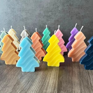 Holiday Tree Candles, Christmas Tree, Candlesticks Christmas decor, modern Soy Wax, Home Decor, Swirl Candle, Taper Candle, boho decor image 7