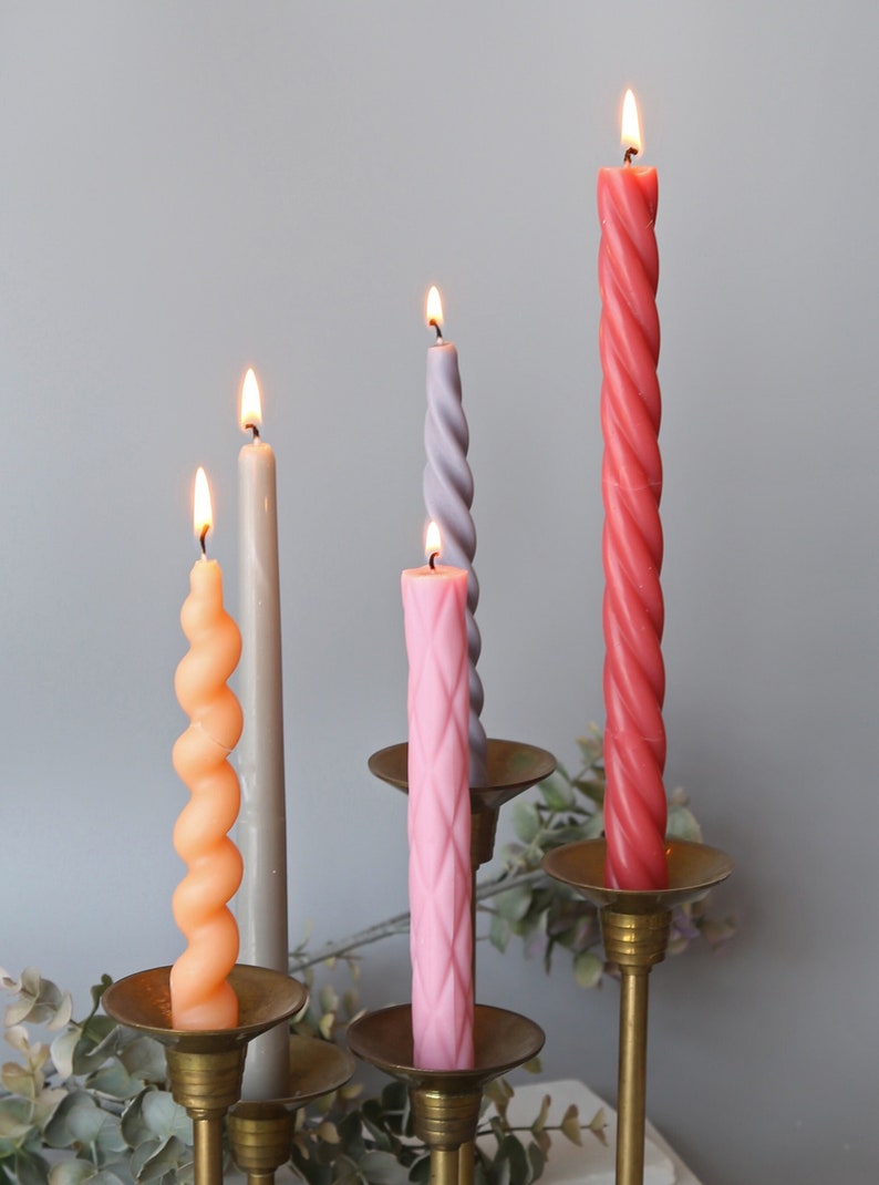 Taper Candles Candlesticks Classic Twisted Spiral Etsy