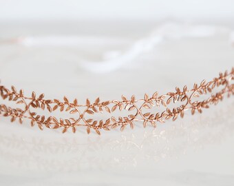 Rose Gold Fern Leaf Bridal Hair Piece, Crown, Bridal Hair Accessories, Wedding hair piece, hair vine, leaf headband