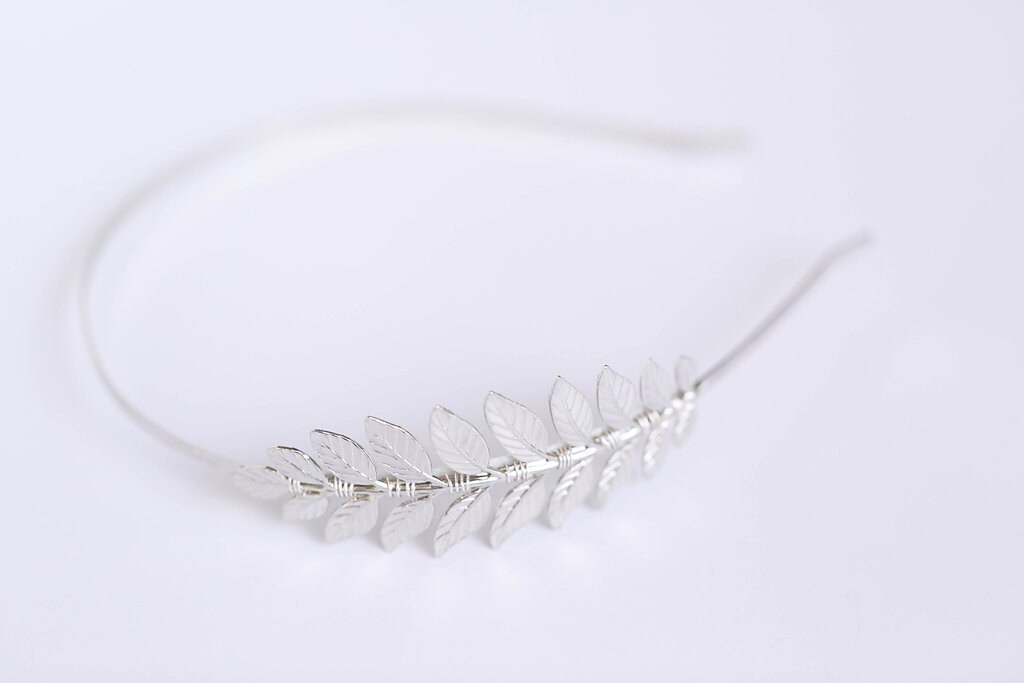 Silver Leaf Headband – Bridal Goddess Hair Piece - Etsy display picture 1