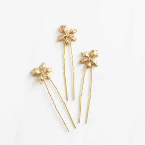 Little Blossom Hair Pins, Gold Flower hair pins, hair sticks, hair piece, Bridal Hair Pins, Wedding Hair Pins, pins, Bridal Hair Accessories image 8