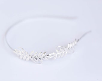 Little Laurels Silver Leaf Headband – Bridal hair piece, wedding hair piece, Boho wedding