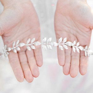 The Athena - Silver Leaf Wedding Crown, Headband, Bridal Head Piece, Wedding Head piece, Boho Headband, Hair Vine