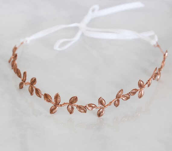 Rose Gold Leaf Crown Headband - Boho Wedding Hair Accessory  display picture 3