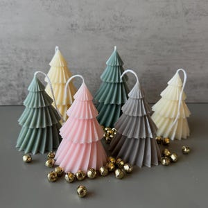 Tiered Holiday Tree Candles, Christmas, Candlesticks, decor, gift, table scape, Taper Candle, boho decor