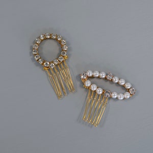 Opal Set of Two Pearl and Sparkle Geometric Hair Combs Wedding Head piece, Glam Wedding, Hairpins, Bridal, Hair accessory, wedding combs image 3