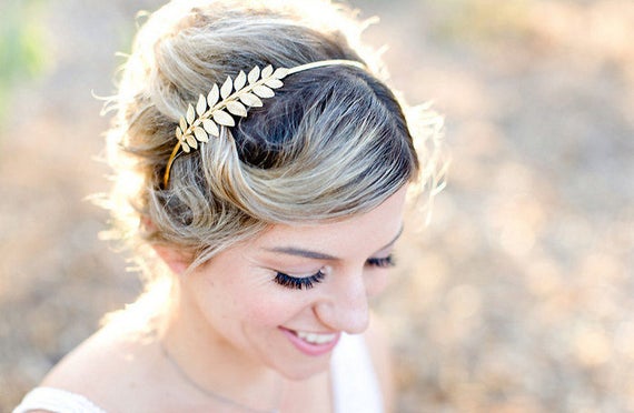 Cerchietto Per Capelli Donna Con Foglie D'alloro, Sottile In Metallo, Larghezza 4,5 Mm, Per Feste E Balli - 2